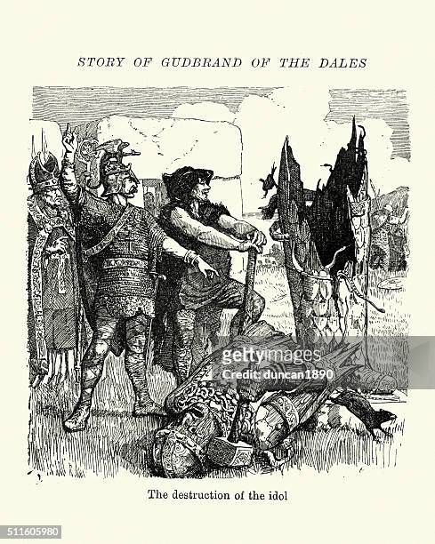 vikings norse sagas - gudbrand of the dales - norse gods stock illustrations