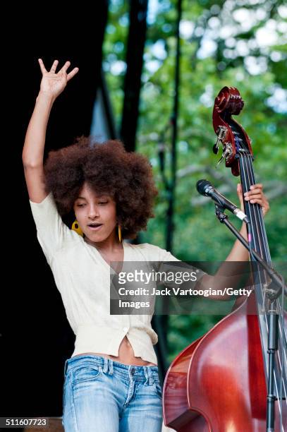American Jazz musician Esperanza Spalding leads her quartet during a performance at Central Park SummerStage, New York, New York, June 28, 2009.
