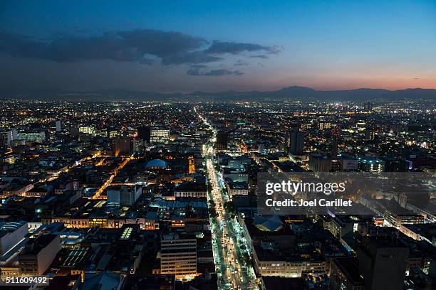 mexico city skyline at dusk - mexico city at night stock pictures, royalty-free photos & images