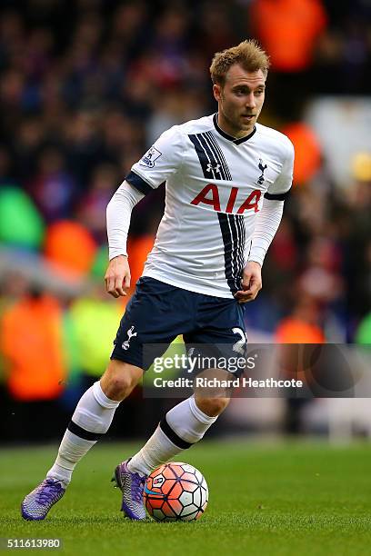 Christian Eriksen of Tottenham Hotspur in action during The Emirates FA Cup Fifth Round match between Tottenham Hotspur and Crystal Palace at White...