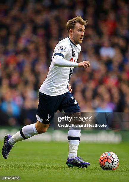 Christian Eriksen of Tottenham Hotspur in action during The Emirates FA Cup Fifth Round match between Tottenham Hotspur and Crystal Palace at White...