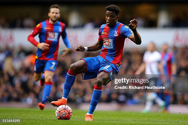 Wilfried Zaha of Crystal Palace in action during The Emirates FA Cup Fifth Round match between Tottenham Hotspur and Crystal Palace at White Hart...