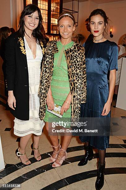 Daisy Lowe, Martha Ward and Alexa Chung attend as mytheresa.com and Burberry celebrate the new MYT Woman at Thomas's on February 21, 2016 in London,...