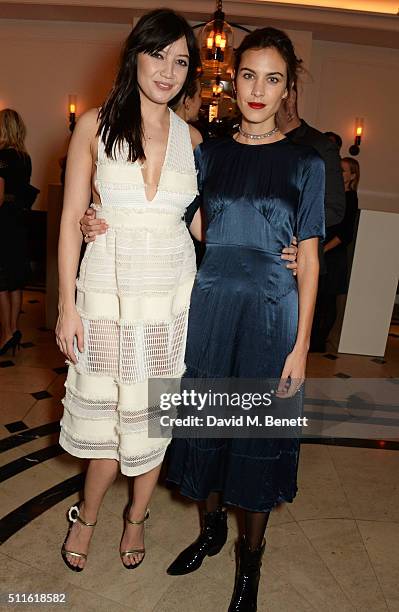 Daisy Lowe and Alexa Chung attend as mytheresa.com and Burberry celebrate the new MYT Woman at Thomas's on February 21, 2016 in London, England.