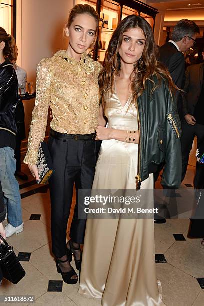 Sabine Getty and Elisa Sednaoui-Dellal attend as mytheresa.com and Burberry celebrate the new MYT Woman at Thomas's on February 21, 2016 in London,...
