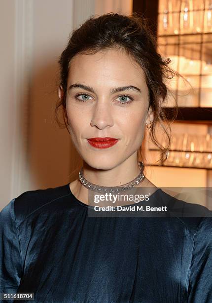 Alexa Chung attend as mytheresa.com and Burberry celebrate the new MYT Woman at Thomas's on February 21, 2016 in London, England.