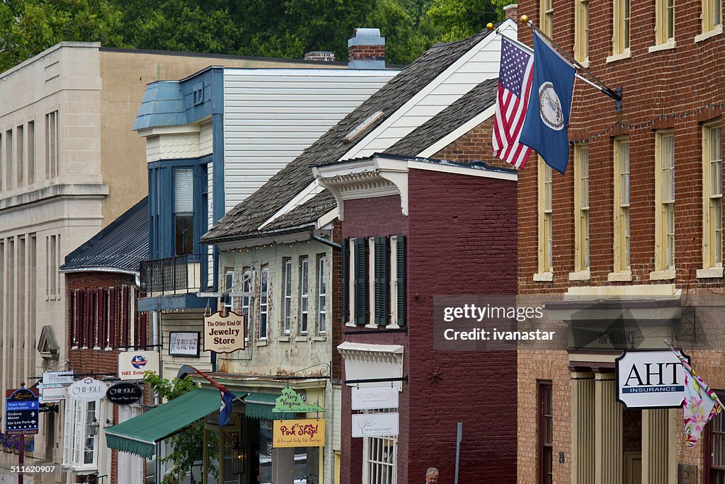 Old-fashioned Main Street in Historic Town of Leesburg, Virginia
