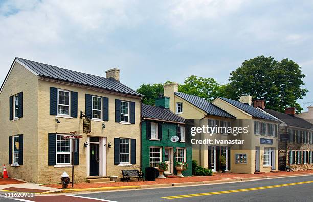 old-fashioned main street in historic town of leesburg, virginia - loudoun county stock pictures, royalty-free photos & images