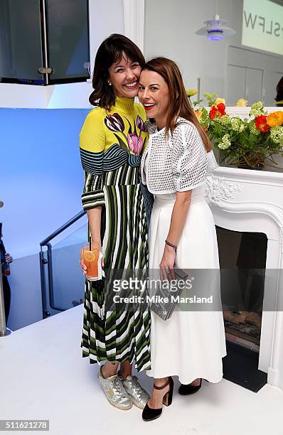 Carrie Colbert and Juliet Angus attend as rewardStyle host a London Fashion Week Party, with drinks by CëROC, at IceTank on February 21, 2016 in...