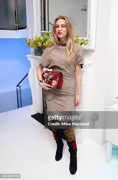 Blogger Sandra Hagelstam attends as rewardStyle host a London Fashion Week Party, with drinks by CëROC, at IceTank on February 21, 2016 in London,...