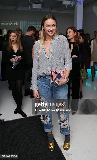 Nina Suess attends as rewardStyle host a London Fashion Week Party, with drinks by CëROC, at IceTank on February 21, 2016 in London, England.