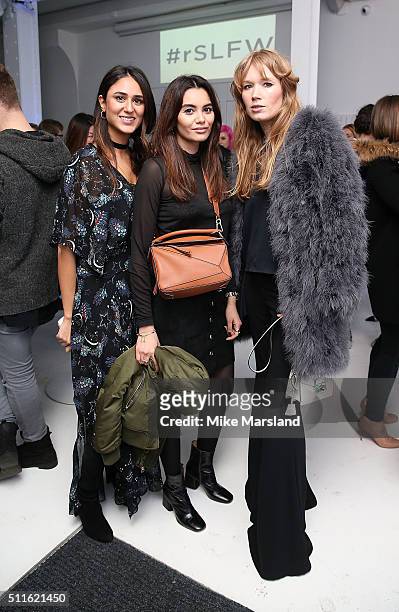 Bloggers Soraya Bakhitar, Funda Christophersen and Fiona Johansen attend as rewardStyle host a London Fashion Week Party at IceTank on February 21,...