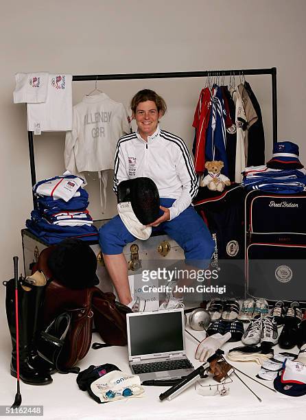 Olympic and World Championship medal winning Modern Pentathlete Kate Allenby of Great Britain is pictured following the kitting out of the British...