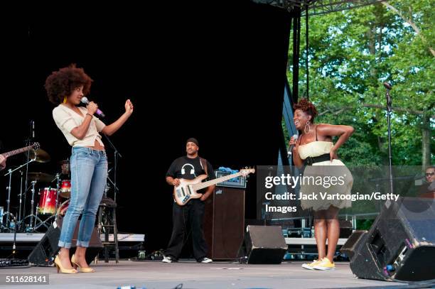 American R&B musician Ledisi performs with guest Esperanza Spalding at Central Park SummerStage, New York, New York, June 28, 2009.