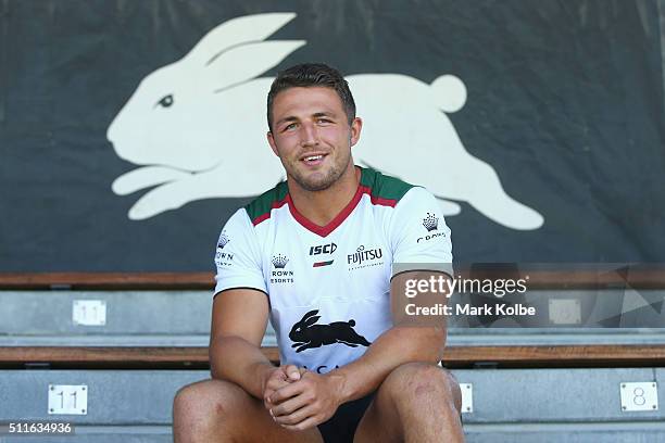 Sam Burgess poses during a South Sydney Rabbitohs NRL media session at Redfern Oval on February 22, 2016 in Sydney, Australia.