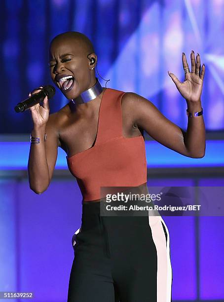 Singer V. Bozeman performs onstage during the 2016 ABFF Awards: A Celebration Of Hollywood at The Beverly Hilton Hotel on February 21, 2016 in...