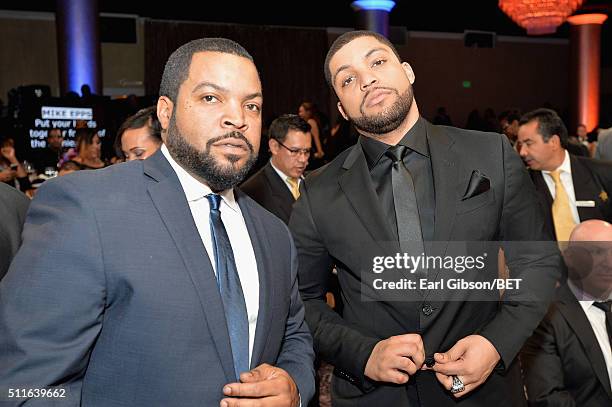 Actor-rapper Ice Cube and actor O'Shea Jackson Jr. In the audience during the 2016 ABFF Awards: A Celebration Of Hollywood at The Beverly Hilton...