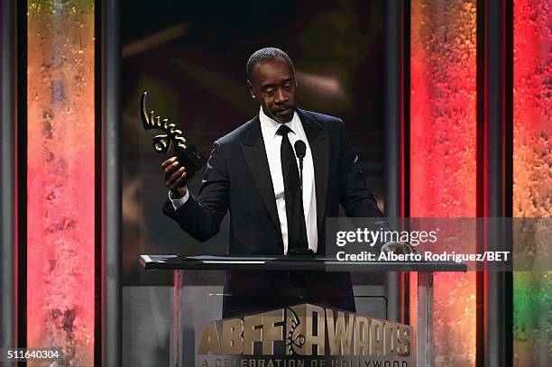 Actor-director Don Cheadle accepts the ABFF Excellence in the Arts Award onstage during the 2016 ABFF Awards: A Celebration Of Hollywood at The...