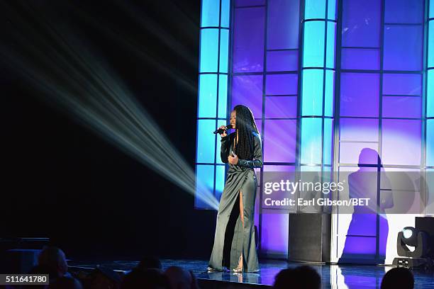 Actress Keke Palmer performs onstage during the 2016 ABFF Awards: A Celebration Of Hollywood at The Beverly Hilton Hotel on February 21, 2016 in...