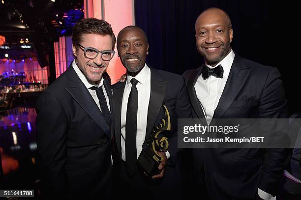 Actor Robert Downey Jr.; actor-director Don Cheadle, recipient of the ABFF Excellence in the Arts Award; and American Black Film Festival founder...