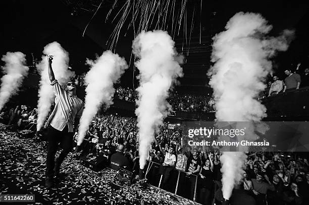 Snake, alias William Grigahcine, performs at L'Olympia on February 21, 2016 in Paris, France.