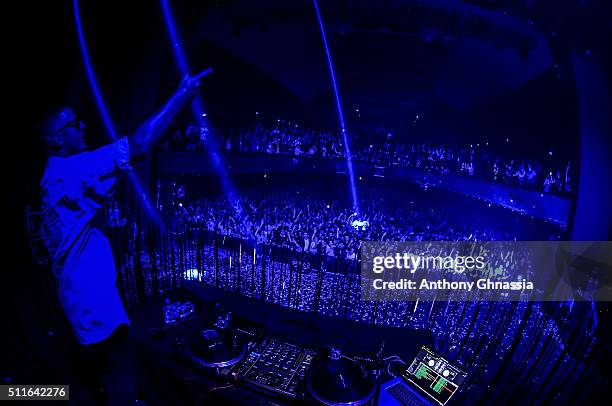 Snake, alias William Grigahcine, performs at L'Olympia on February 21, 2016 in Paris, France.