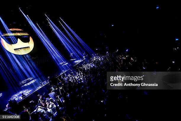 Snake, alias William Grigahcine, performs at L'Olympia on February 21, 2016 in Paris, France.