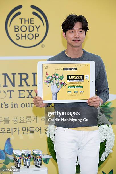 South Korean actor Gong Yoo attends the photocall for The Body Shop "CHANGE" Campaign on February 18, 2016 in Seoul, South Korea.