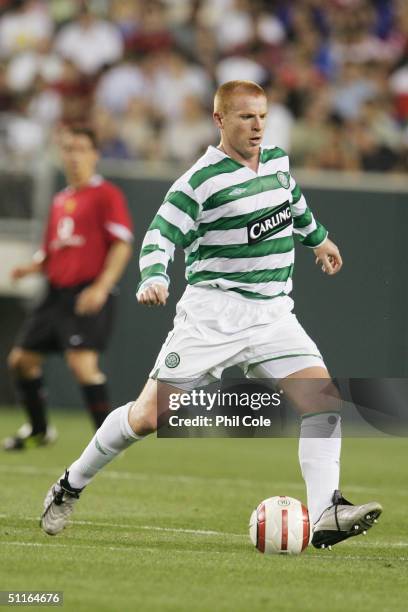 Neil Lennon of Celtic in action during the Champions World Series Game between Manchester Unitad and Celtic at Lincoln Finacial Field on July 28,...