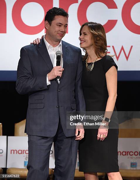 Rep. Jason Chaffetz and his wife Julie Chaffetz attend a rally for Republican presidential candidate Sen. Marco Rubio at the Texas Station Gambling...