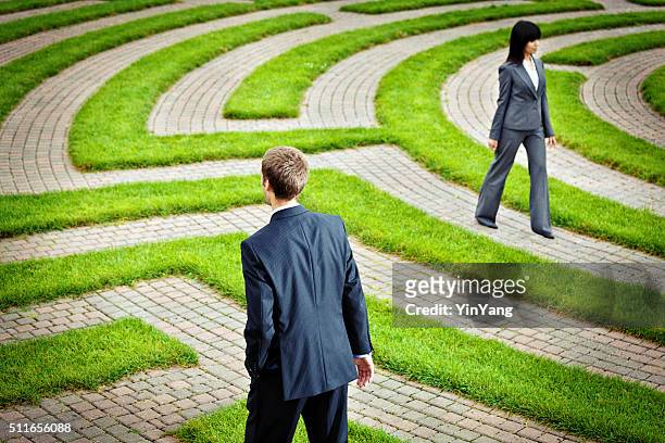 searching maze for career job, business corporate future, strategy solutions - career path stock pictures, royalty-free photos & images