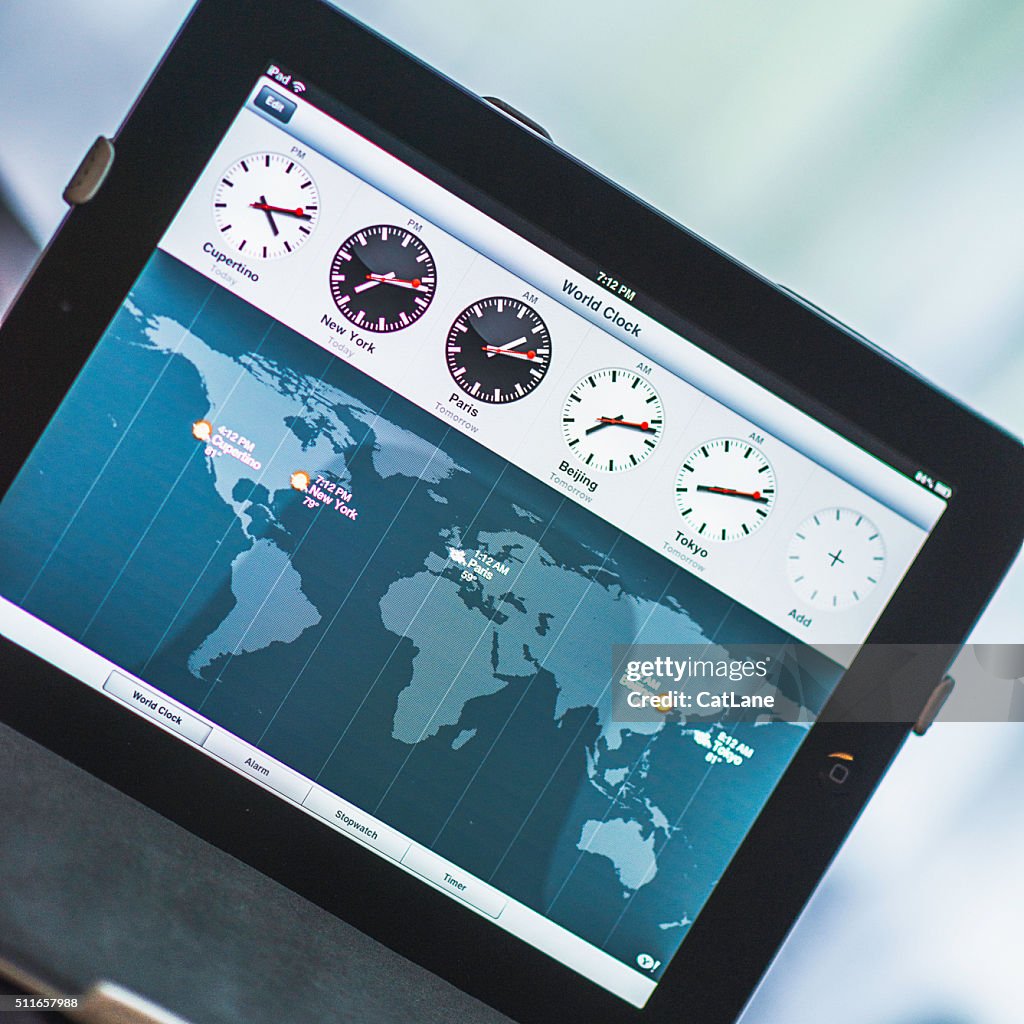 World Clock Application On Apple Ipad Device High-Res Stock Photo ...