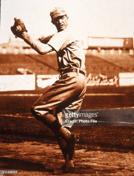 American baseball player Pete Alexander , of the Philadelphia Phillies winds up for a pitch, 1910s.