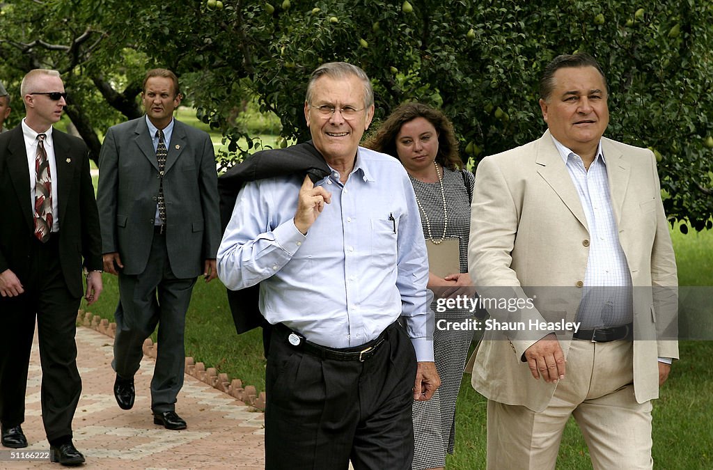 Secdef Rumsfeld U.S. Secretary of Defense Donald Rumsfeld walks with Ukrainian... News ...