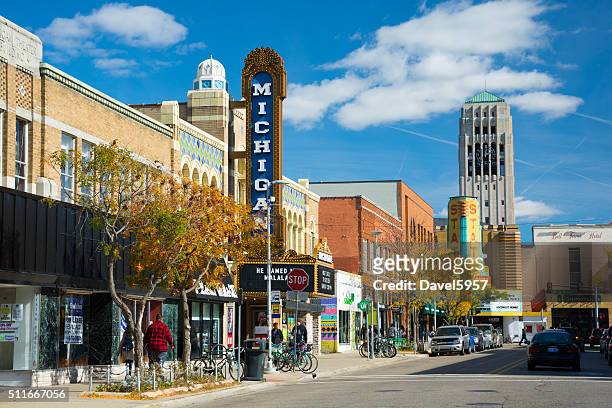 liberty street scene in ann arbor - michigan stock pictures, royalty-free photos & images