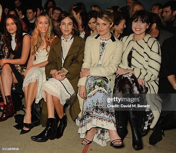 Atlanta De Cadenet, Harley Viera Newton, Alexa Chung, Dianna Agron and Daisy Lowe attend the Erdem show during London Fashion Week Autumn/Winter...