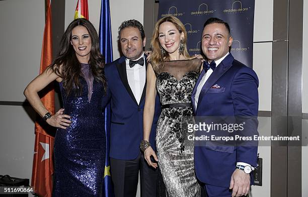 Alicia Senovilla, Albert Castillon and Ania Iglesias atttend the delivery of 'Dedales de Oro' Award 2016 to Petro Valverde on February 19, 2016 in...