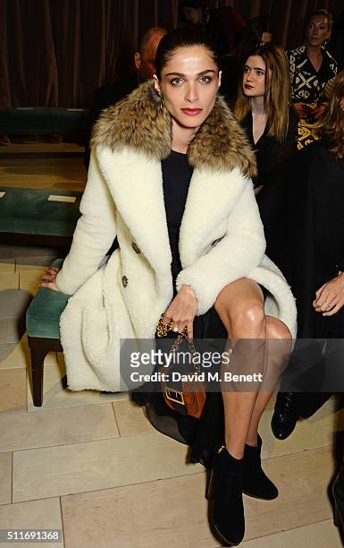 Elisa Sednaoui wearing Burberry at the Burberry Womenswear February 2016 Show at Kensington Gardens on February 22, 2016 in London, England.