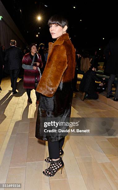 Noomi Rapace wearing Burberry at the Burberry Womenswear February 2016 Show at Kensington Gardens on February 22, 2016 in London, England.