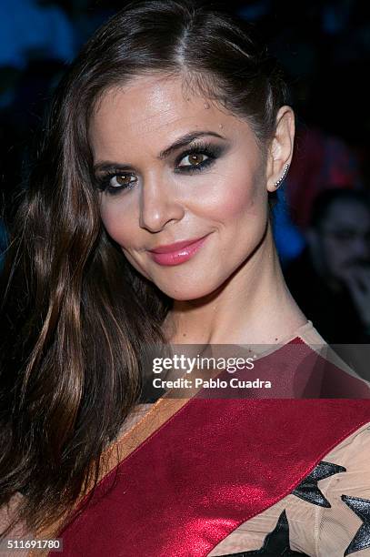 Romina Belluscio attends the front row of Maria Escote show during the Mercedes-Benz Madrid Fashion Week Autumn/Winter 2016/2017 at Ifema on February...