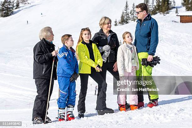 Princess Beatrix, Count Claus-Casimir, Countess Eloise, Princess Laurentien, Countess Leonore and Prince Constantijn of the Netherlands pose for a...