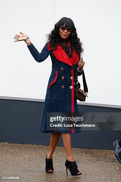 Naomi Campbell attends the Burberry Womenswear show during London Fashion Week Autumn/Winter 2016/17 at on February 22, 2016 in London, England.