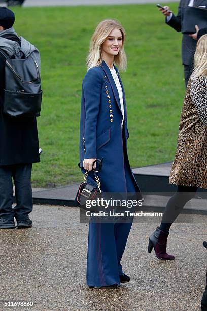 Attends the Burberry Womenswear show during London Fashion Week Autumn/Winter 2016/17 at on February 22, 2016 in London, England.