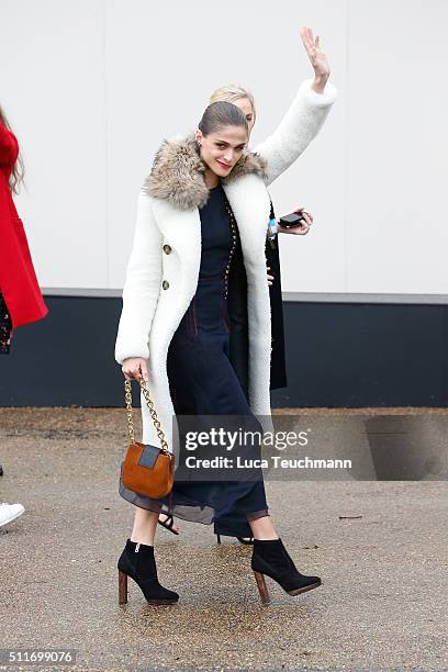 Elisa Sednaoui attends the Burberry Womenswear show during London Fashion Week Autumn/Winter 2016/17 at on February 22, 2016 in London, England.