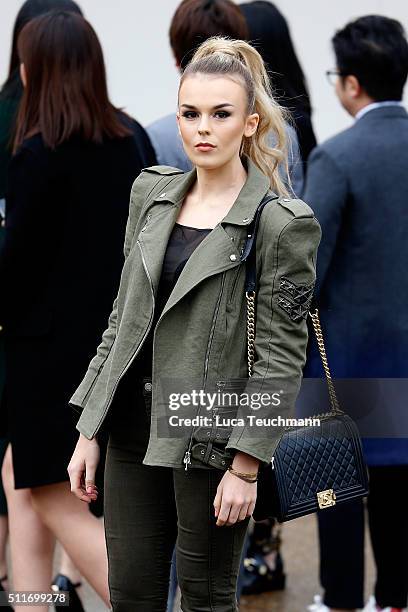 Tallia Storm attends the Burberry Womenswear show during London Fashion Week Autumn/Winter 2016/17 at on February 22, 2016 in London, England.