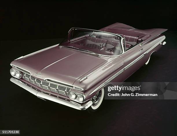 Studio shot of the 1959 Chevrolet Impala on display. Detroit, MI 8/24/1958 CREDIT: John G. Zimmerman