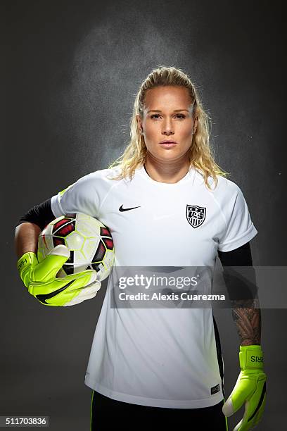 United States National Soccer team member, Ashlyn Harris is photographed for Sports Illustrated on May 2, 2015 in Newport Beach, California. CREDIT...