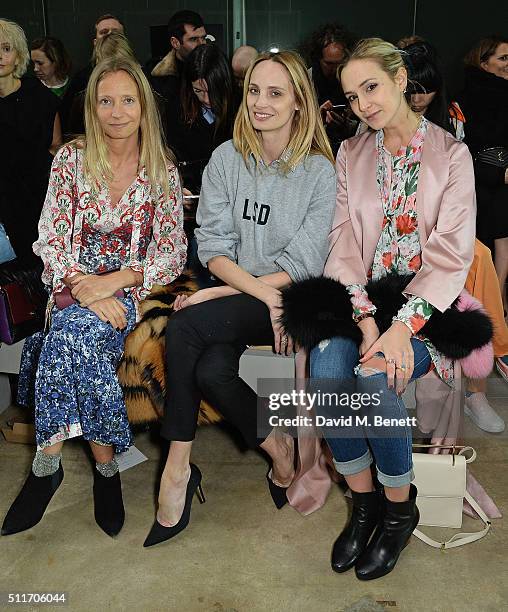 Martha Ward, Lauren Santo Domingo and Elisabeth Von Thurn und Taxis attend the Christopher Kane show during London Fashion Week Autumn/Winter 2016/17...
