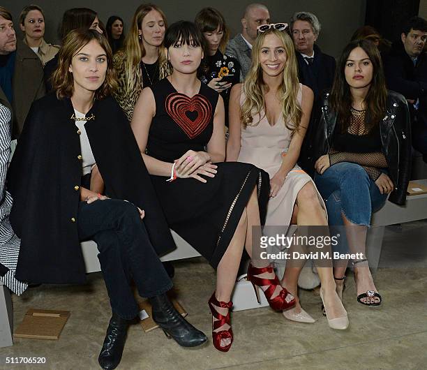 Alexa Chung, Daisy Lowe, Olivia Harley Viera Newton and Atlanta De Cadenet attend the Christopher Kane show during London Fashion Week Autumn/Winter...