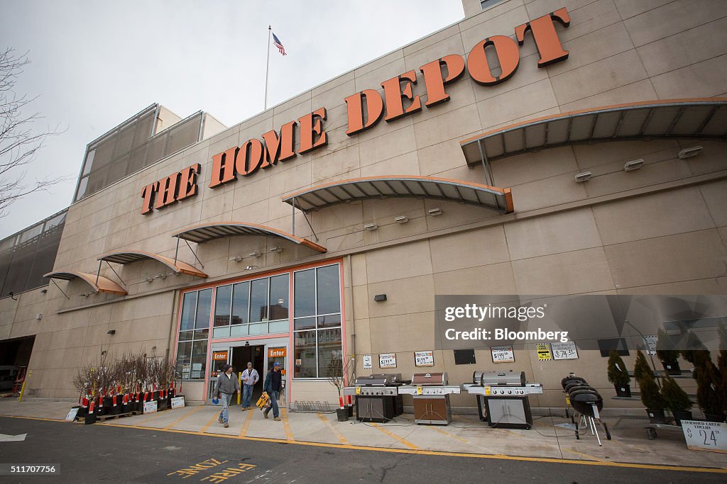 Inside Depo Customers exit a Home Depot Inc. store in Jersey City, New Jersey ...